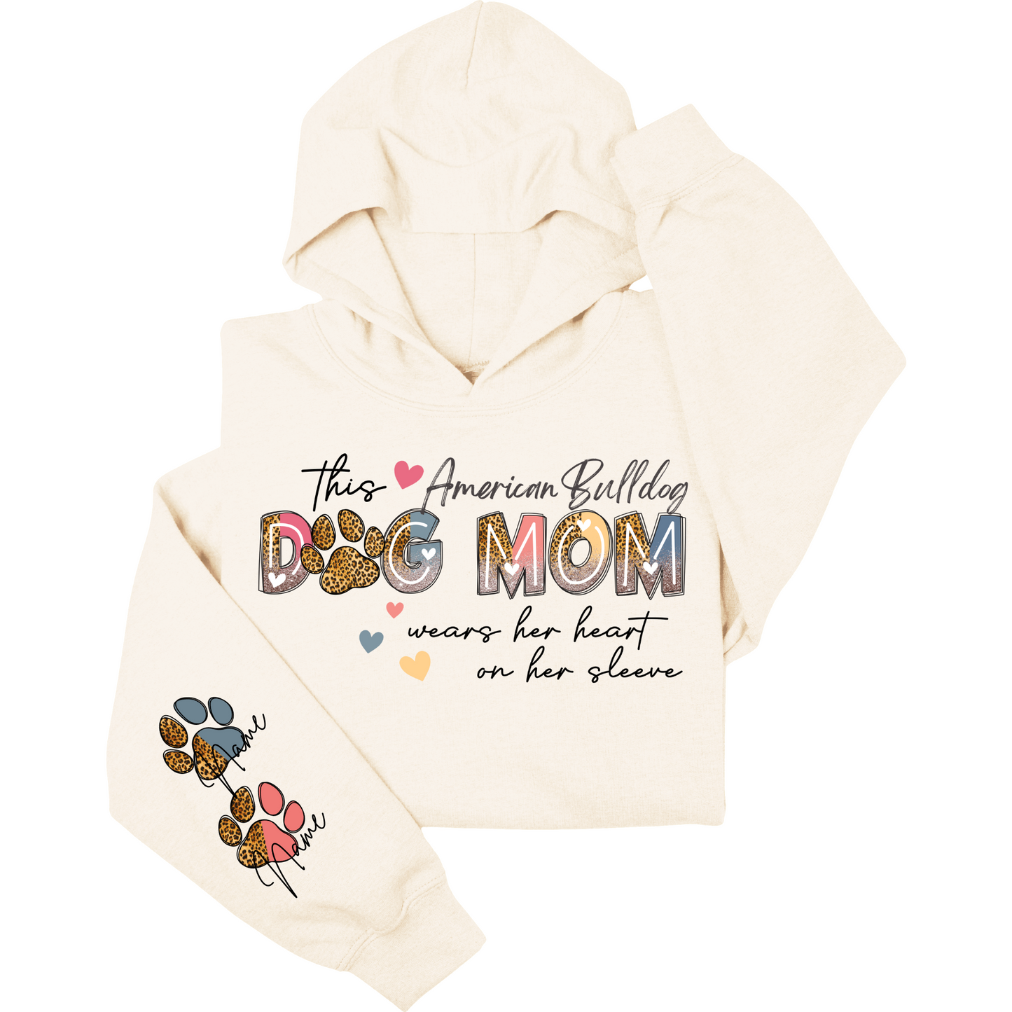 This American Bulldog Mom Sleeve Hoodie
