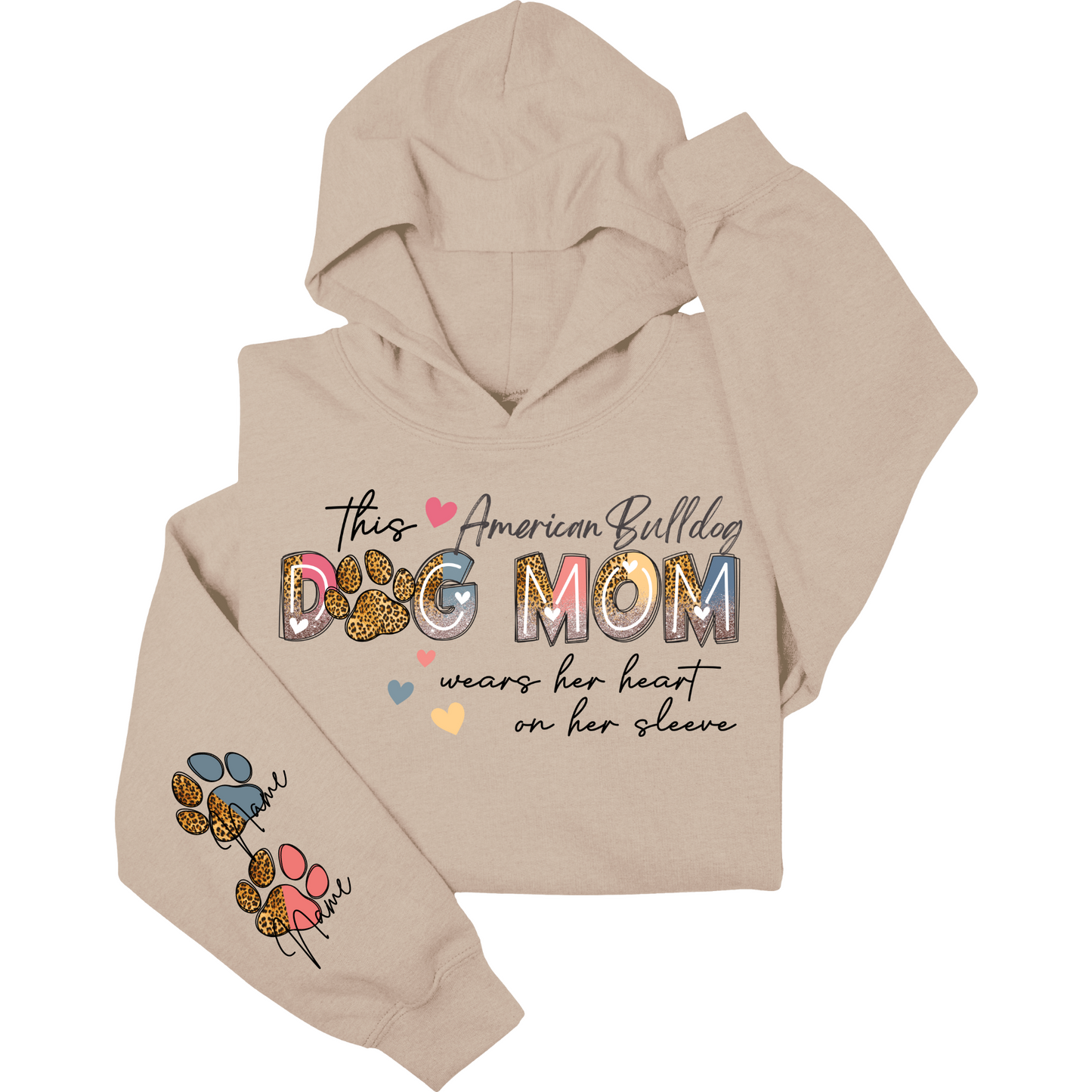 This American Bulldog Mom Sleeve Hoodie