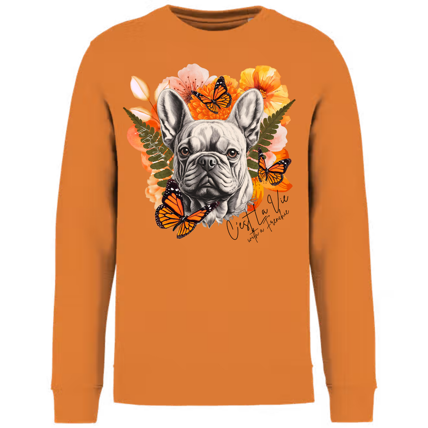 C'est La Vie With A Frenchie Sweater Orange