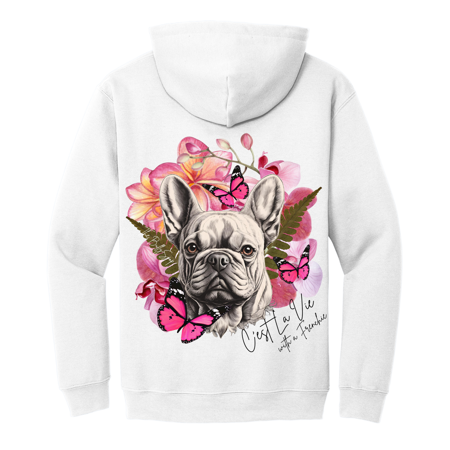 C'est La Vie With A Frenchie Hoodie Pink
