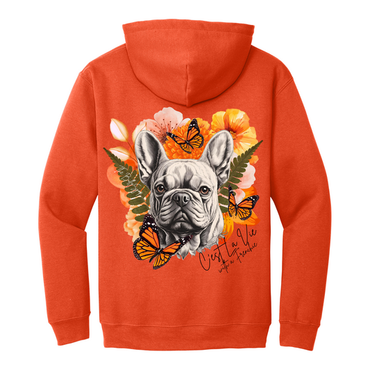 C'est La Vie With A Frenchie Hoodie Orange