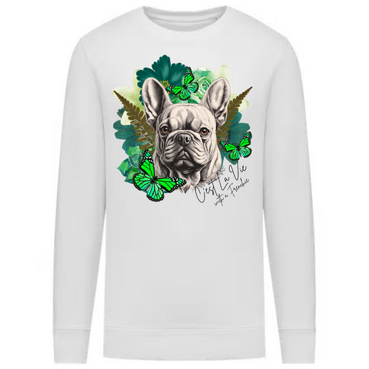 C'est La Vie With A Frenchie Sweater Green