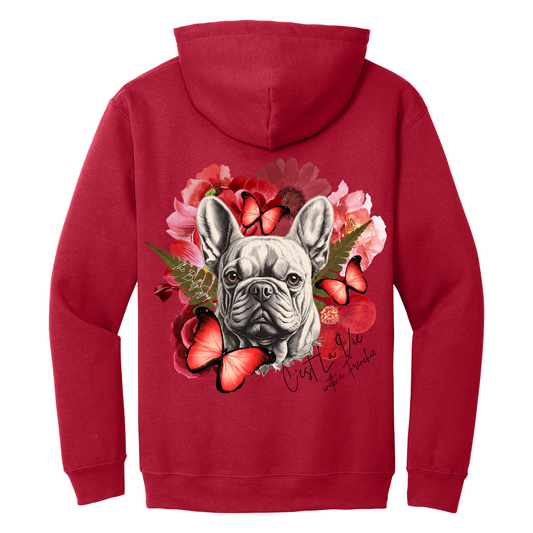 C'est La Vie With A Frenchie Hoodie Red